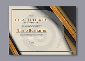 Gradient golden luxury certificate template