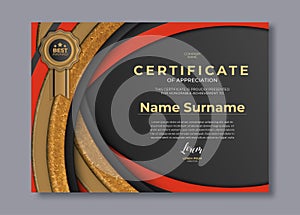 Gradient golden luxury certificate template