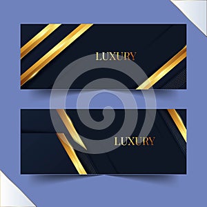 gradient golden luxury horizontal banners set vector design