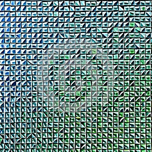 A gradient of green and blue triangles arranged in a mosaic pattern1, Generative AI