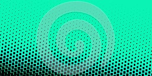 Gradient of halftone black dots on a green background. Pop art texture. Comic background. Vector illustration