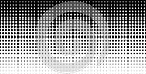 Gradient halftone dots background, horizontal template using halftone dots pattern. Vector illustration