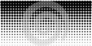 Gradient halftone dots background, horizontal template using halftone dots pattern. Vector illustration