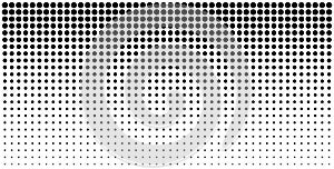 Gradient halftone dots background, horizontal template using halftone dots pattern. Vector illustration