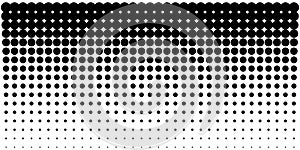 Gradient halftone dots background, horizontal template using halftone dots pattern. Vector illustration photo