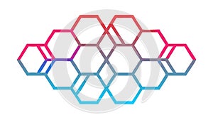 Gradient Hexagon Pattern: Stylish Geometric Grid Background, vector design Generative AI