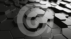 Gradient hexagonal background. Abstract 3D black white pattern