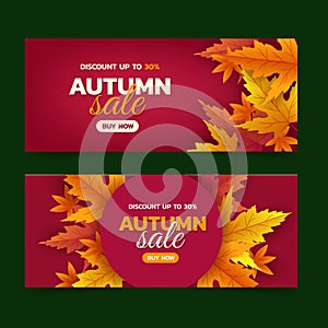 gradient horizontal autumn banners set design illustration
