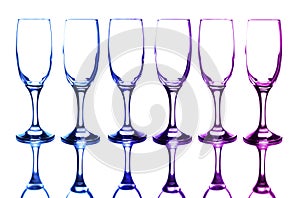 Gradient Hued Wine Glasses Displaying a Rainbow Effect photo
