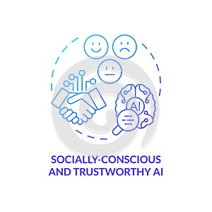 Gradient icon socially conscious and trustworthy AI concept