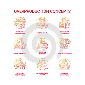 Gradient icons for overproduction concepts