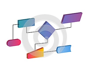 gradient isometric flowchart symbol process
