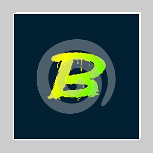 Gradient Letter Logo Design on Dark Background. Melted Grunge Font. Letter B Initials. Vector Illustration