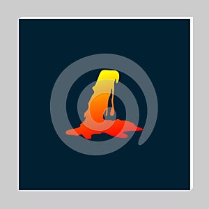 Gradient Letter Logo Design on Dark Background. Melted Grunge Font. Letter L Initials. Vector Illustration