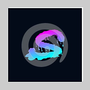 Gradient Letter Logo Design on Dark Background. Melted Grunge Font. Letter S Initials. Vector Illustration photo