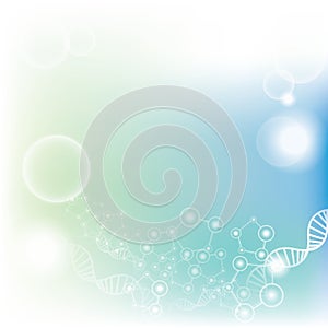 Gradient light blue and turquoise background with molecules DNA photo