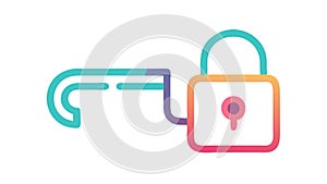 Gradient Lock Key, Secure Access Symbol, vector design Generative AI