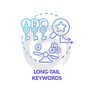 2D gradient long tail keywords line icon concept