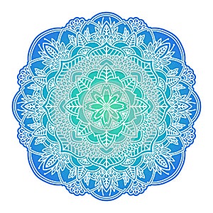 Gradient mandala. Circle ethnic ornament. Hand drawn traditional indian round element. Spiritual meditation yoga henna