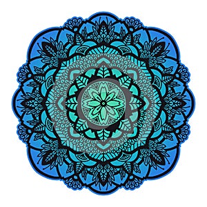 Gradient mandala. Circle ethnic ornament. Hand drawn traditional indian round element. Spiritual meditation yoga henna