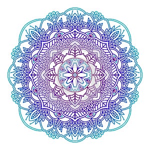 Gradient mandala. Circle ethnic ornament. Hand drawn traditional indian round element. Spiritual meditation yoga henna