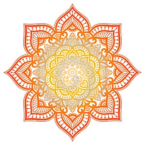 Gradient mandala. Circle ethnic ornament. Hand drawn traditional indian round element. Spiritual meditation yoga henna