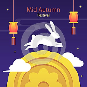 Gradient midautumn festival posts set.eps