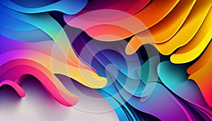 A gradient of mixed colors blend together unexpectedly to create a unique and dynamic abstract background, Generative AI,