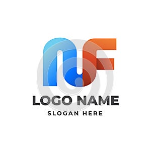 Gradient Monogram NF Initial Letter Logo. photo
