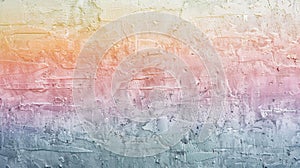 A gradient of muted salmon honeydew and periwinkle is layered with a textured overlay recalling the gradual transition photo
