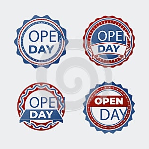 Gradient open day badges Vector illustration