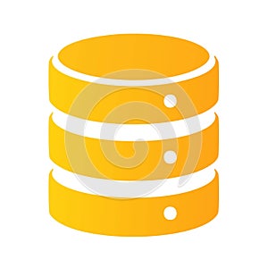 Gradient orange database icon representing digital data storage and information server technology