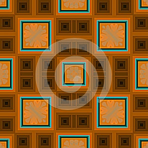 Gradient orange square and flower ornaments