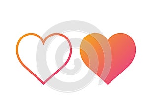 Gradient orange to pink vector colorful sweet heart thin line icon