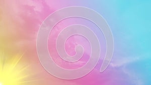 Gradient pastel pink sky with white clouds at sunset for backgrounds or other illustrations and artwork