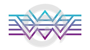 Gradient Purple Geometric 'W' Pattern, Abstract Modern Design, vector design Generative AI