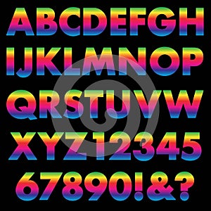 Gradient rainbow vector alphabet font