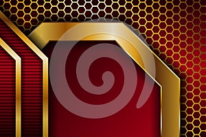 Gradient red color modern abstract background with gradient gold element designs.