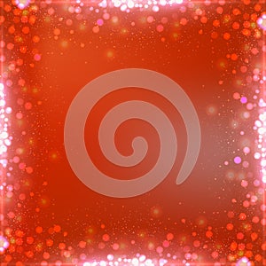 Gradient red square blank background with bokeh border