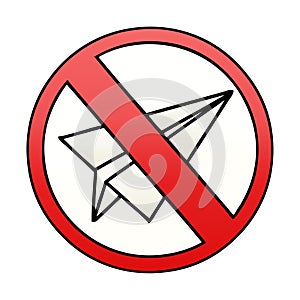 gradient shaded cartoon of a no paper aeroplanes allowed photo