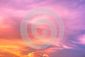 gradient sky and Cumulonimbus  cloud in bright rainbow colors and Colorful smooth sky in sunset