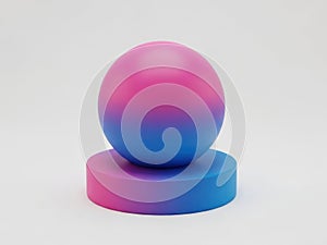 Gradient sphere on cylinder base isolated on white background