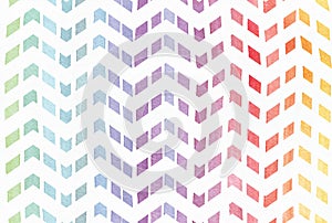 Gradient splattered rainbow background in zigzag pattern, hand drawn with watercolor ink. Seamless painted pattern, good for decor