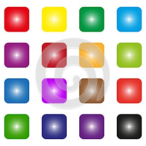 Gradient square buttons. Colorful glossy elements. Abstract modern icons. Bright digital interface.
