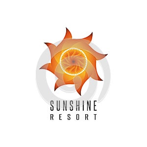 Gradient sun logo resort mockup abstract creative emblem, sunshine energy tech icon