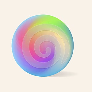 Gradient swirl orb with crystallize effect isolated on beige background