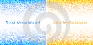 Gradient texture. Geometric background set. Triangle pattern. Blue and yellow color. Vector illustration
