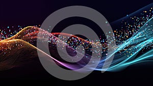 Gradient Waves of Colorful Data Particles Flow Smoothly in an Abstract Design Creating a Mesmerizing Visual Experience