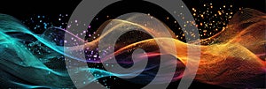 Gradient Waves of Data Particles Create a Dynamic Visual Experience in an Abstract Flow of Colors and Light