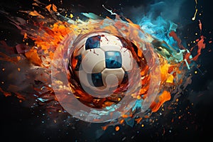 Gradientinfused abstract football scene evokes motion and excitement in vibrant display